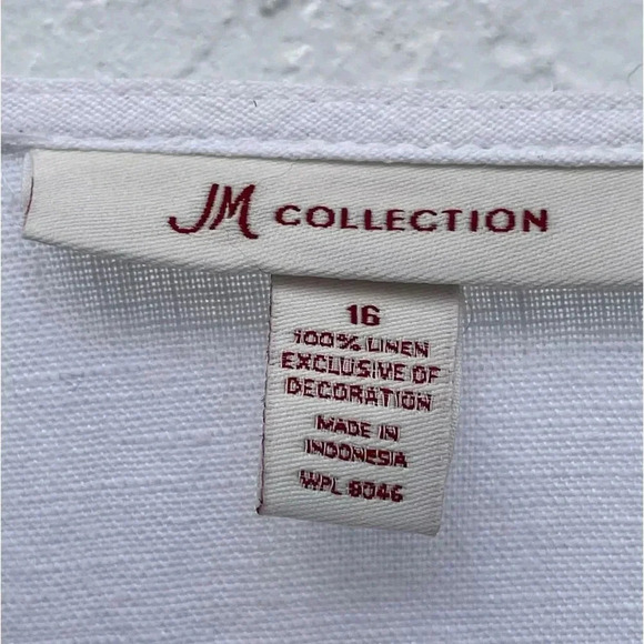 Jm Collection Womens Embroidered Gauze Blouse White Sz 16 - Picture 6 of 15